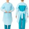 Disposable plastic gown  blue