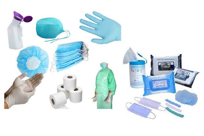 blue plastic isolation apron
