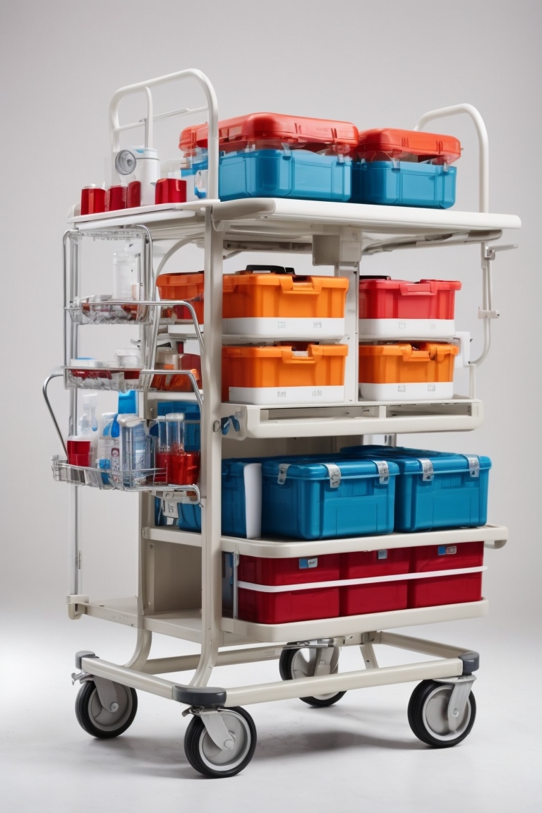 5 drawer Emergency trolley - red