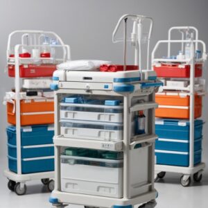 mobile Emergency trolley _ epoxy powder coated throughout
