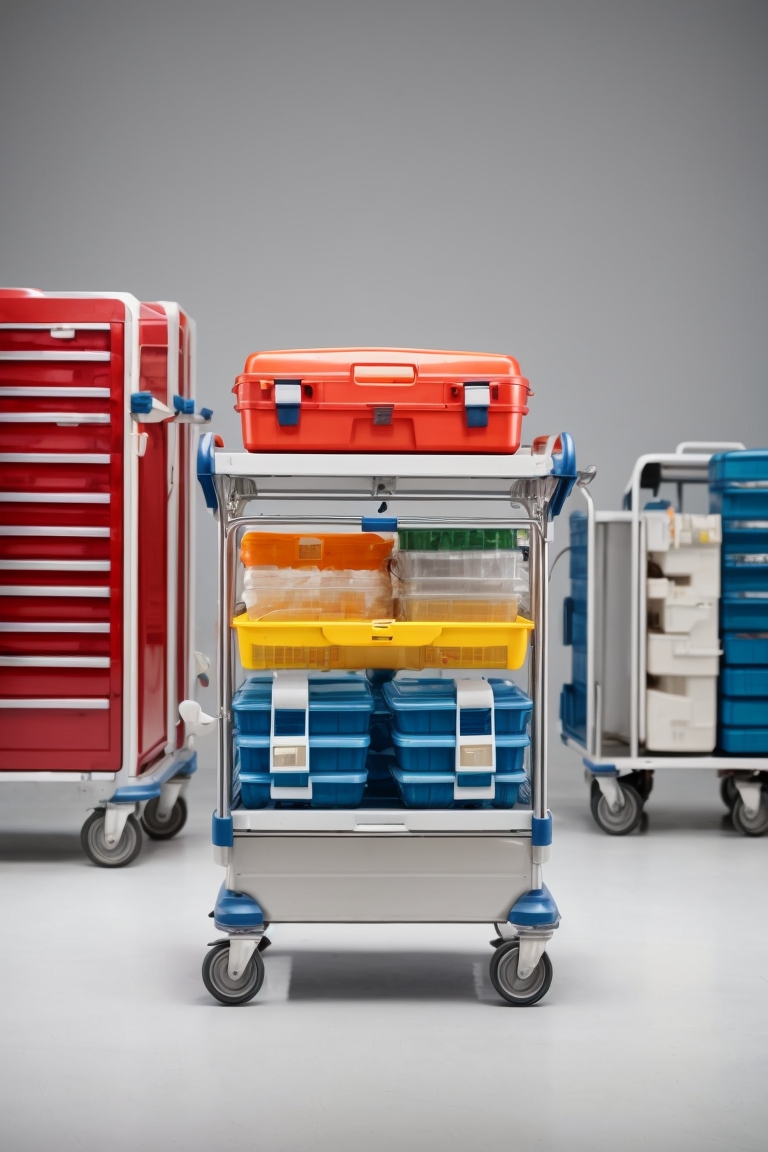 medical cart on wheels with drawers