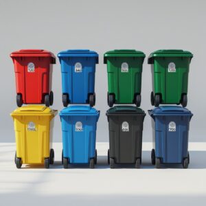 Yellow 240 liter wheelie bin