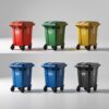 Green 660 liter wheelie bin