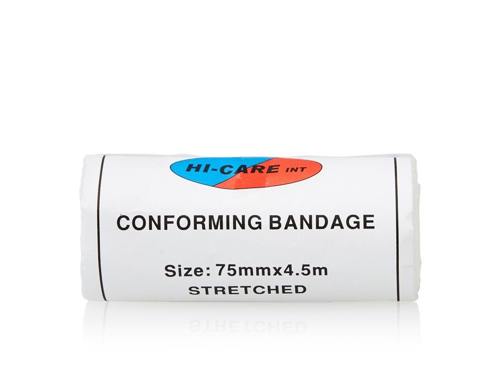 Bandage Conforming – 75mmx2.7m Hi-care (4.5m) Stretched