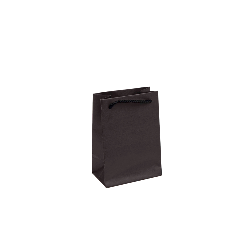 Black A6 paper carrier bag with cord handles