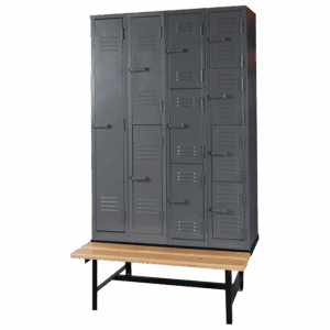 Solid Steel Lockers on Bench
