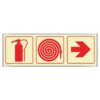 Photoluminescent Sign Frame - Fire Extinguisher, Hose, Red Arrow - 570 x 190mm - SIGNP3FEHA(2)