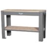 Workbench - Steel Frame - Wood Top - Wood Shelf - 120 x 60 x 90 cm - Grey - DIV-WB03-KD-grey