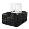 Live Chicken Crate with Lid - Plastic Bird Coop - Vented - 74 x 53 x 31 cm - Recycled Material - Black - PI-LB10-w_Lid-black