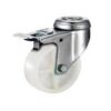 Castor Wheels - Nylon - Bolt Hole Swivel - Brake - White - 125mm - TOOC471