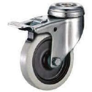 Castor Wheels - Thermoplastic Rubber - Bolt Hole Swivel - Brake - 75mm - TOOC517