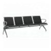 Airport Bench - Indoor Waiting Room Seat - Stainless Steel - Upholstered - Four Seater - Flat Pack - 244 x 67 x 82 cm - PF04A-black