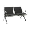 Airport Bench - Indoor Waiting Room Seat - Stainless Steel - Upholstered - Two Seater - Flat Pack - 127 x 67 x 82 cm - PF02A-black