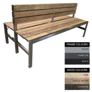 Slimline Bench - Steel and Wood - Bolt Down - 45x180x98cm - Colour Options - SLBD4642PC