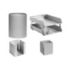 Desk Set - Fluted Steel Range - Metal - Letter Tray - Waste Bin - Pencil Cube and Cup - Silver - 513SI