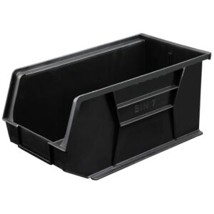 Stack & Hang Parts Storage Bin - Small Plastic Container - Size 7 - 37.5 x 21 x 18 cm - Black - BIN-7-BLACK