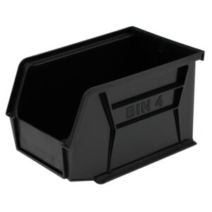 Stack & Hang Parts Storage Bin - Small Plastic Container - Size 4 - 21 x 14 x 13 cm - Black - BIN-4-BLACK