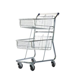 Steel Shopping Trolley - Two Metal Mesh Baskets - Medium - Super Shopper -120L