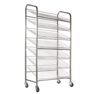 Wire Mesh Bread Trolley - Mobile - 7 Tier - Chromed - 193 x 110 x 58cm
