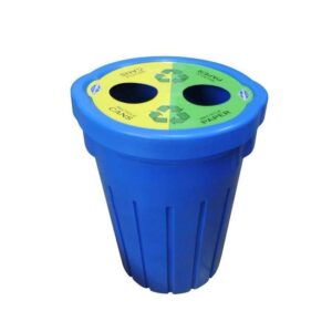 Refuse Recycle Bin with Flat Lid - Two Holes - Plastic - 85L