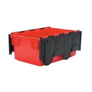 Matlock Euro Container with Lid - Plastic ALC - Heavy-Duty - 60 x 40 x 26.5 cm - Red & Black - 49.5L - Nestable & Stackable
