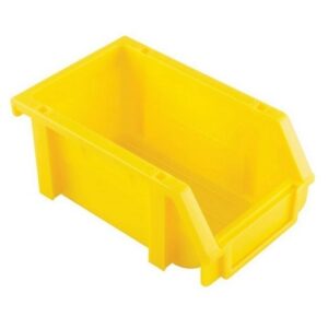 Matlock Plastic Louvre Panel Bin - Stack and Hang Container - Interlocking Design - 10 x 16 x 7.4 cm - Yellow