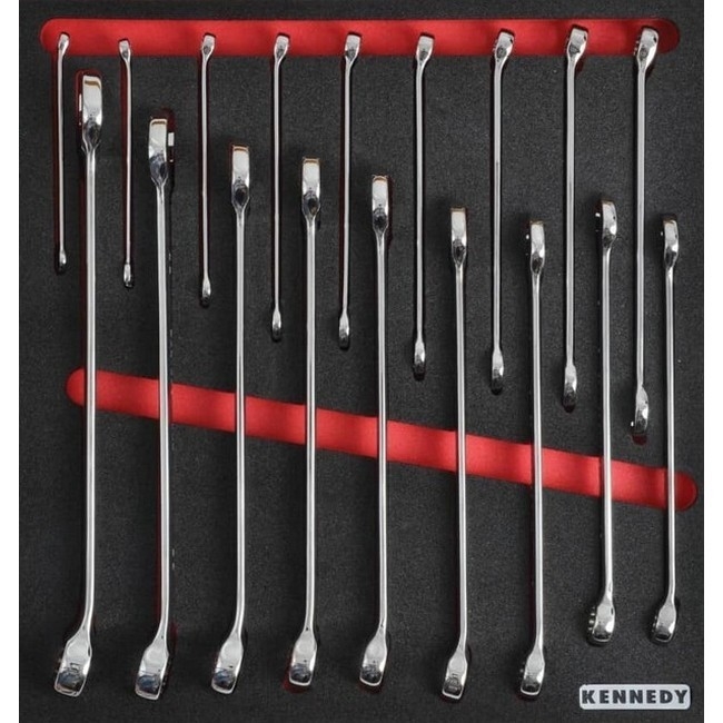 Kennedy Metric Combination Spanner Set - 18 Pieces - with 2/3 Width Foam Tool Control Inlay for Tool Chests