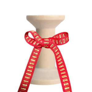 No 195 – Red with Gold Lurex 10mm x 20m