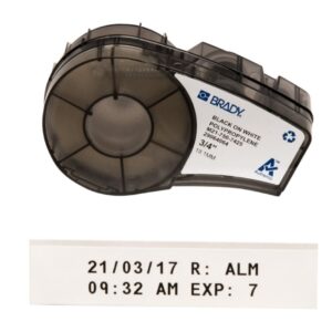 Brady Labels M21-750-7425 19.05x6.4mm Black on White Polypropylene Roll of 6.4m