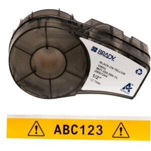 Brady Labels M21-500-595-YL 12.7 x 6.4 m, Black on Yellow, Self-Adhesive, Box of 6.4 m