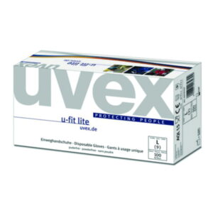 Uvex Disposable Gloves U-Fit Lite, Size S, Nitrile, 240mm, Silicone-Free, Powder-Free, Blue, Pack Of 100