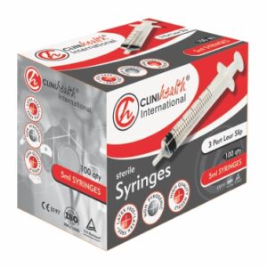 Syringe 5ml 3 Part L/Slip CliniHealth – 100s