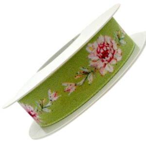 Ribbon – Cactus Flowers Green 25mm x 15m