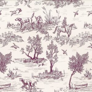 Countryside Toile in Burgundy – Tissue Paper (50m x 50cm)