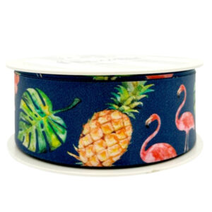 Ribbon – Tropical Flamingo/Pine 38mm x 15m