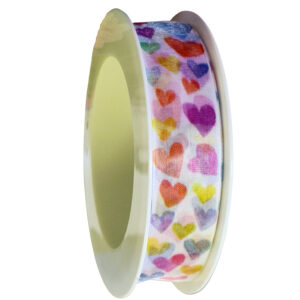 Hearts 25mm x 20m – Multi-colour with Stable Edge