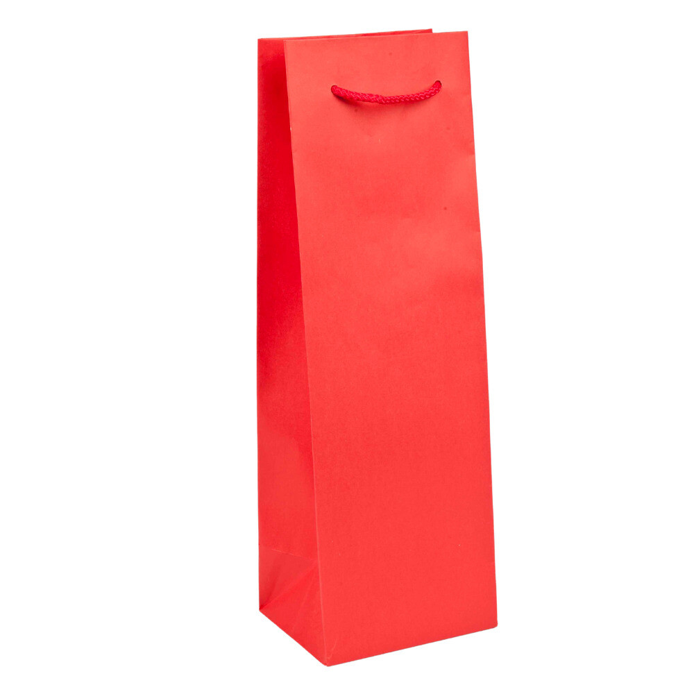 Red Bottle paper carrier bag with cord handles