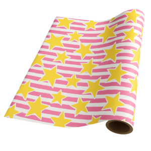Star-Striped – Pink & Yellow – Giftwrap (50m x 50cm)