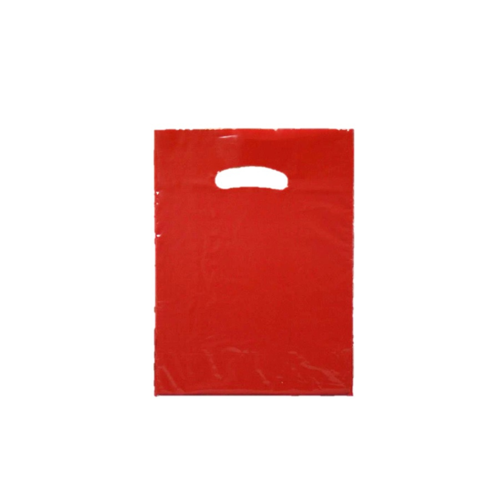 Red Plastic Carrier Bags (300+40x240mm)(500 Units)