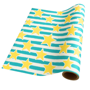 Star-Striped – Turquoise & Yellow – Giftwrap (50m x 50cm)