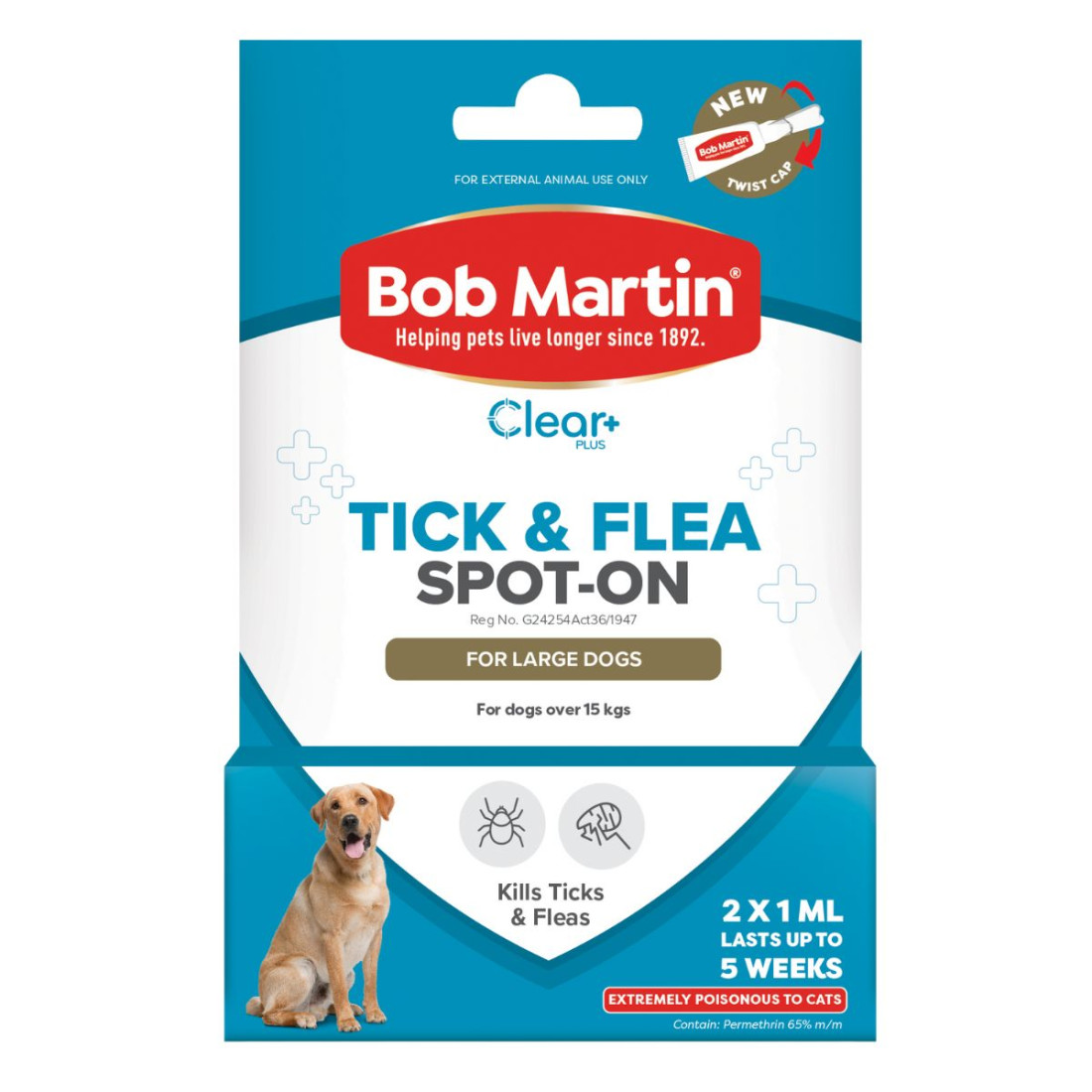Bob Martin Pet Tick & Flea Dog Spot Large 2X1Ml
