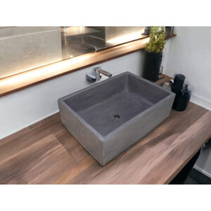 Charcoal Concrete Bespoke Single Butler Basin 65 X 45 X 20Cm . Hand-Made Cement Countertop Sink