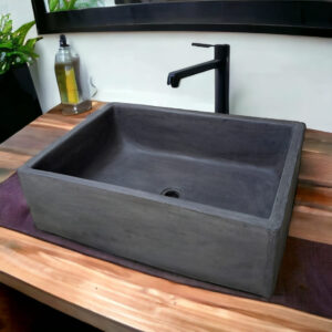 Alternative view of Charcoal Concrete Bespoke Single Butler Basin 65 X 45 X 20Cm . Hand-Made Cement Countertop Sink