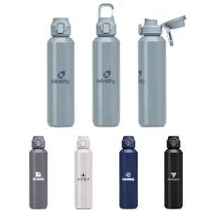 Garcia Silver 750ml Stainless Steel Water Bottle – Swig & Sip with Internal Straw