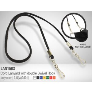 Cord lanyard with double swivel hooks for holding mask – Adults – Min 250 units
