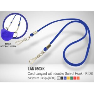 Cord lanyard with double swivel hooks for holding mask – Kids – Min 250 units
