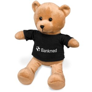 Cuddles Plush Toy Bear With Black Brandable Tshirt
