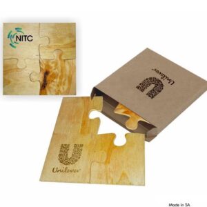 Eco Friendly Wooden Puzzle Coaster In Cardboard Box – Min 100