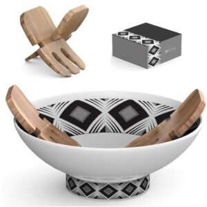 Geo Salad Kitchen Gift Set – Gorgeous Geo Salad Bowl & Afrique Salad Claws in Gift Box