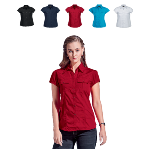 Ladies City Short Sleeve Blouse With Flap Chest Pockets – Avail in Various Colours